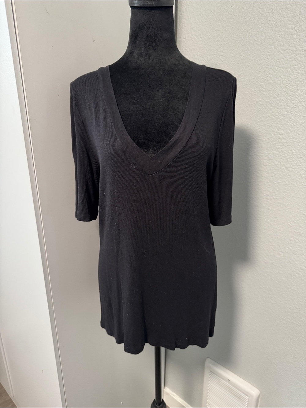 Decree Black V-Neck Short Sleeve Tee